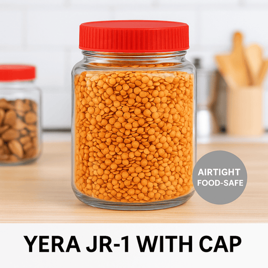 YERA JR-1 Airtight Glass Storage Jar with Red Screw Cap – 1.4 L Food Grade Container for Kitchen, Pantry & Dry Storage