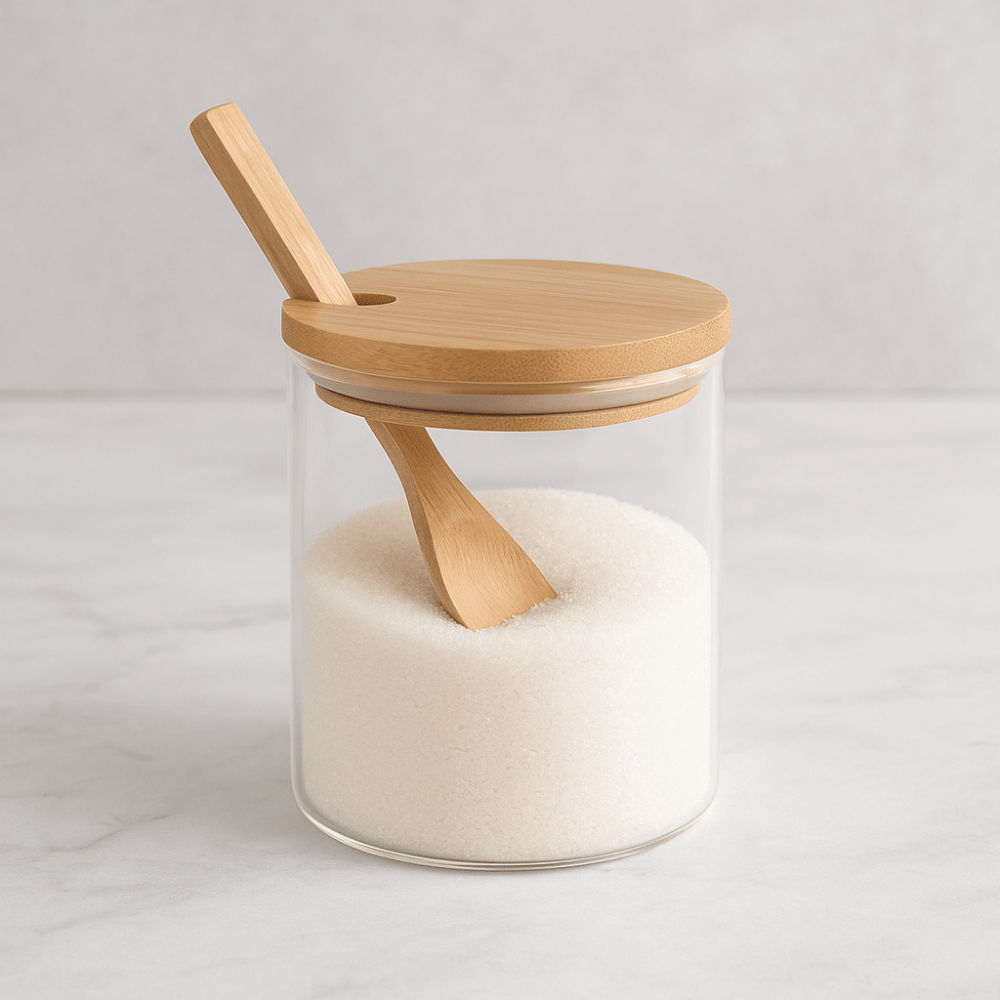 Deli Soga 685ml Glass Storage Jar with Bamboo Lid & Spoon – Airtight Container for Coffee, Sugar, Spices & Dry Foods