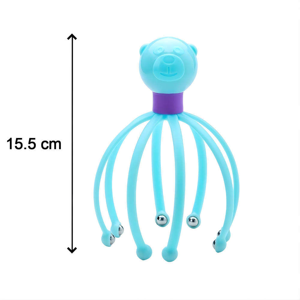 Cute Octopus Baby Scalp Massager – Soft Silicone Head & Body Relax Massage Tool with Rolling Metal Balls for Kids & Adults