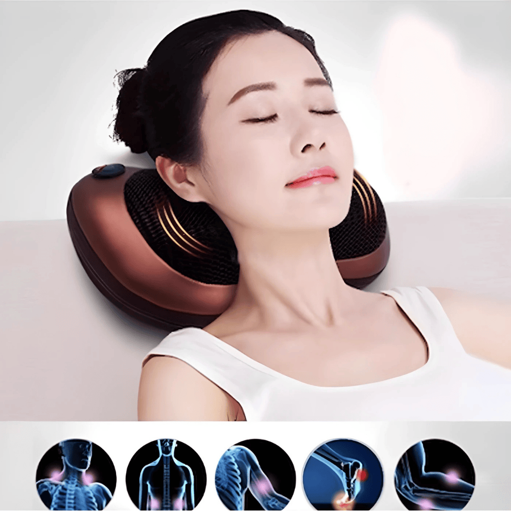Electric Shiatsu Massage Pillow with Heat – Neck, Back, Waist, Legs & Full Body Pain Relief Cushion | 30W Powerful Motor