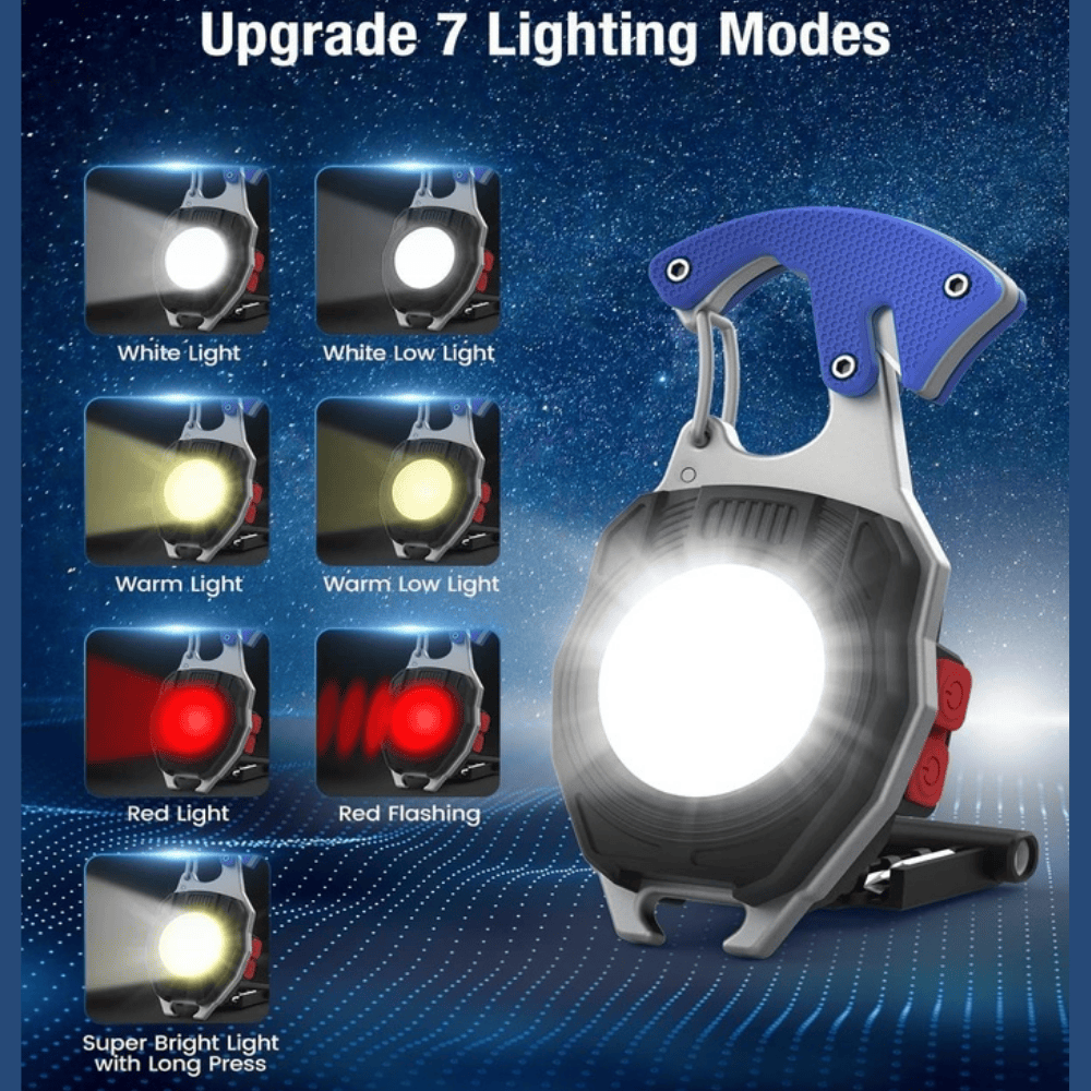 IPX5 Waterproof Keychain LED Flashlight – Multifunction Pocket Light with 150° Adjustable Bracket & Rechargeable Battery