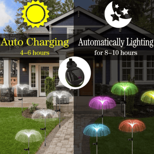 Solar Jellyfish Lights – 2PCS Waterproof LED Fiber Optic Garden Lamps for Outdoor Decoration