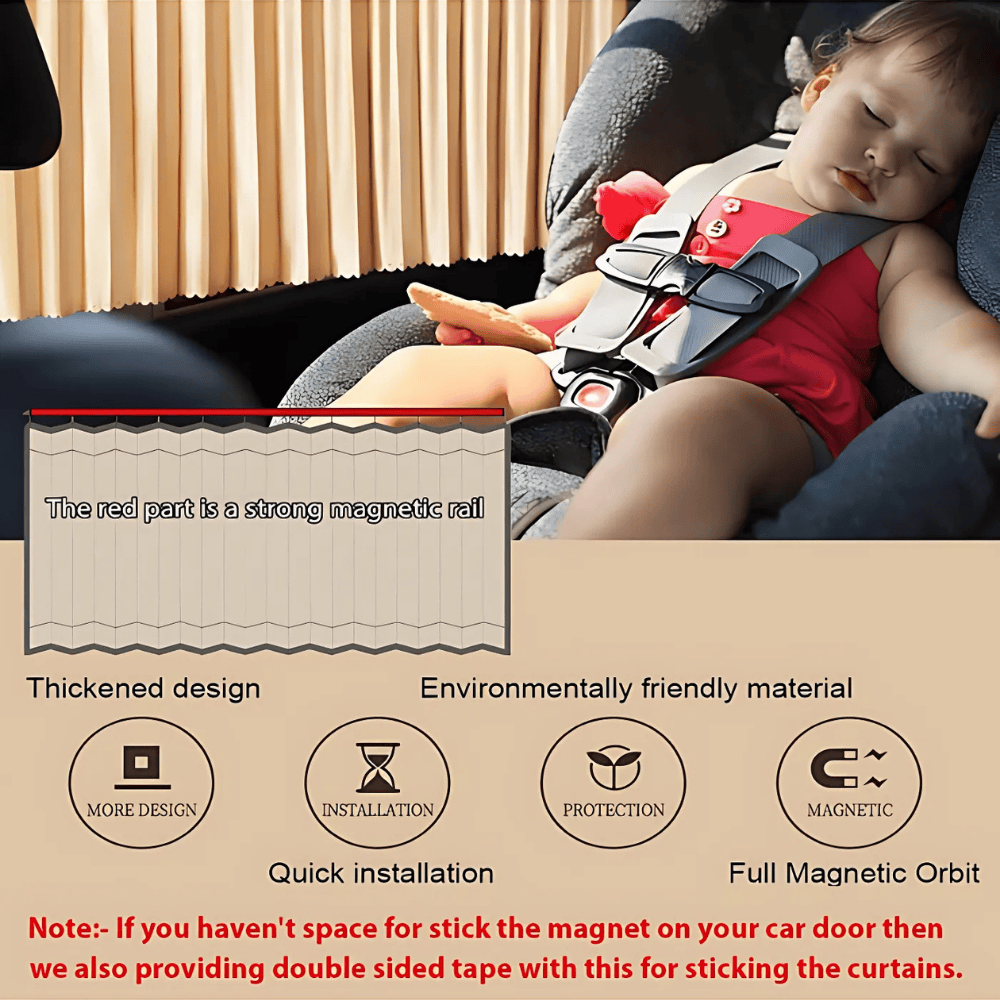 Premium Car Sunshade Curtains – 4-Piece UV Protection & Privacy Set for All Vehicles