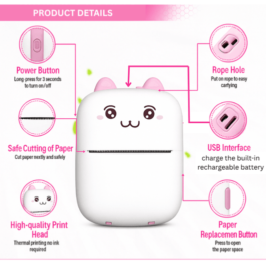 Mini Portable Printer – Wireless Pocket Thermal Printer for Photos, Notes, and Labels
