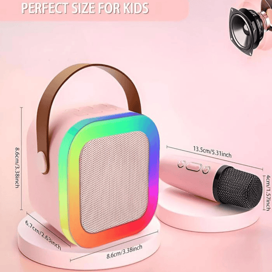 K12 Bluetooth Speaker with Wireless Microphone – Portable Karaoke Speaker with LED Lights