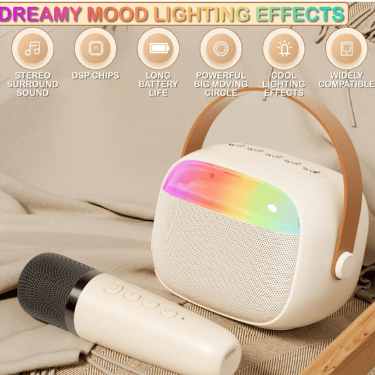 K30 Bluetooth Speaker with Wireless Microphone – Portable Karaoke Speaker with LED Party Lights