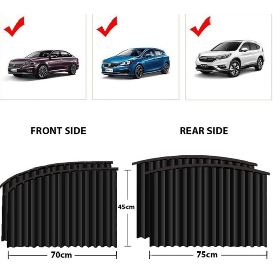 Premium Car Sunshade Curtains – 4-Piece UV Protection & Privacy Set for All Vehicles