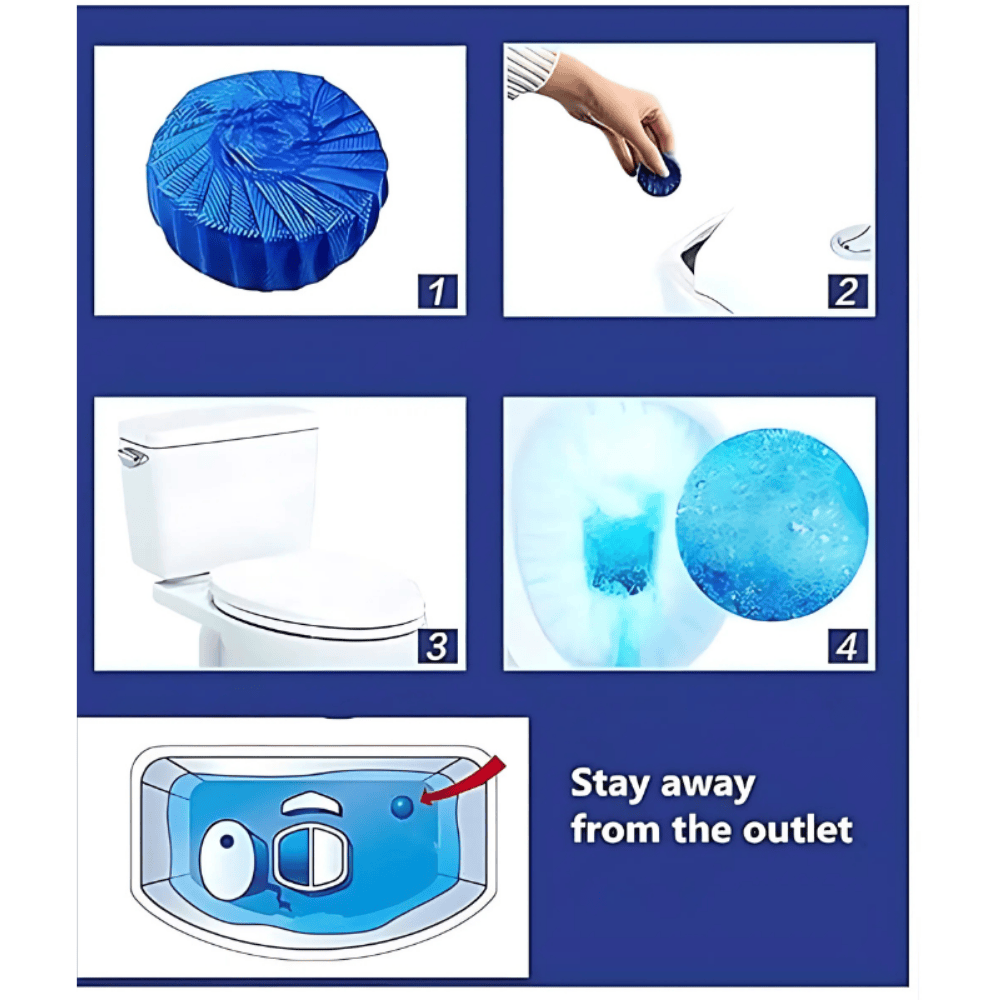 Blue Bubble Toilet Cleaner Tablets – Automatic Flush Freshener and Deodorizer