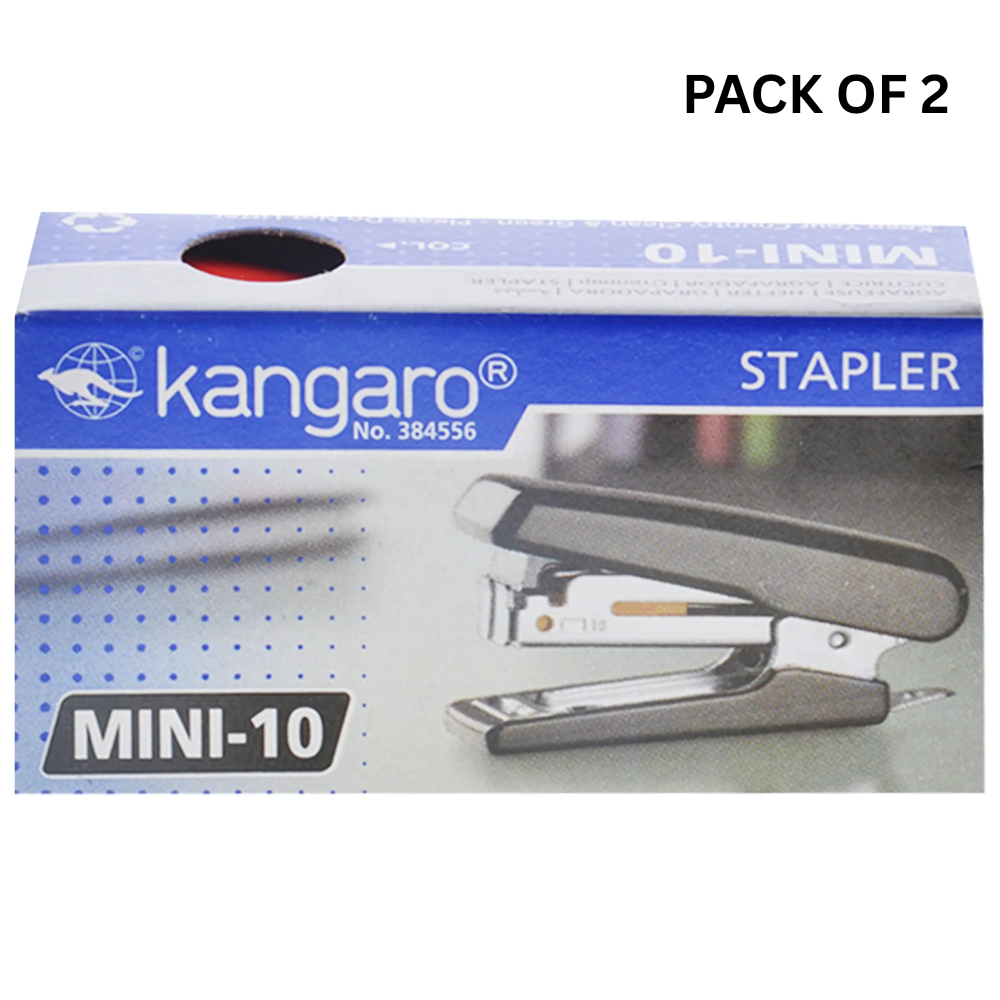 Kangaro MINI-10 Compact Desktop Stapler – Lightweight & Portable Stapler for Home, Office & School Use pack of 2