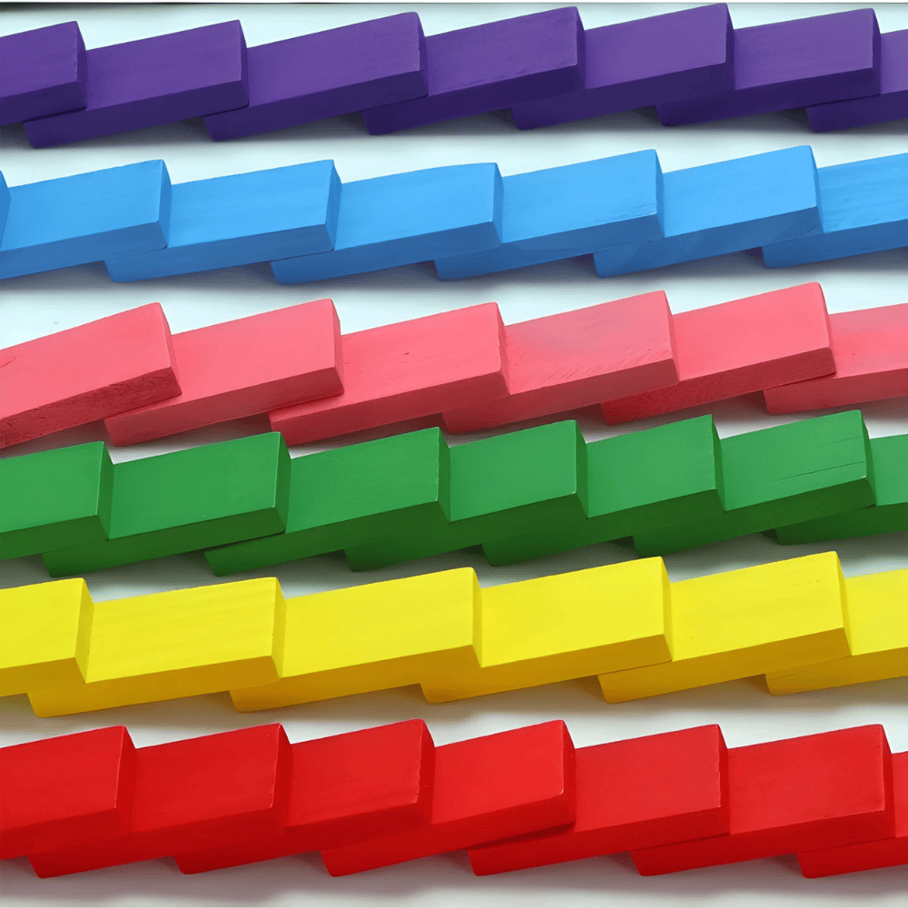 Colorful Wooden Rectangle Blocks – 120 Pcs Educational Building Tiles for Kids, Domino Play & Learning Activities
