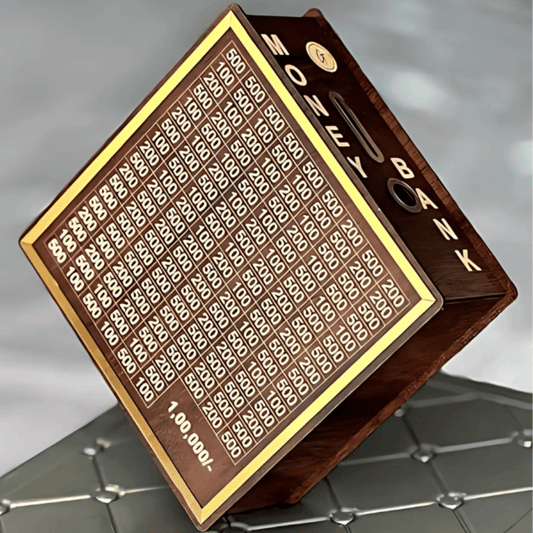 Wooden Money Bank – ₹1,00,000 Savings Challenge Box with Numbered Slots for Smart Saving & Gifting