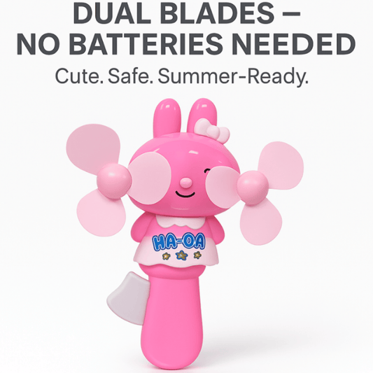 Hello Kitty Style Handheld Fan – Cute Pink Bunny Design with Dual Soft Blades for Kids & Travel Use