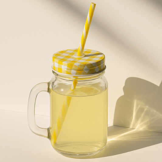 450ml Mason Jar Drinking Glass with Handle, Lid & Straw – Vintage Beverage Mug for Juices, Shakes, and Iced Drinks