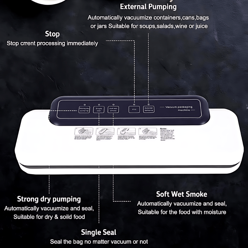Premium Automatic Vacuum Sealing Machine with Food Preservation Bags – 5-in-1 Multi-Function Sealer for Dry & Wet Foods