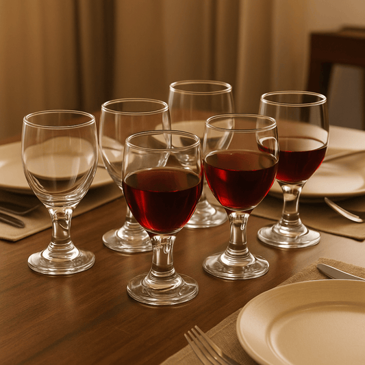 Red Cherry Goblet Juice Glass Set of 6 – 170ml | Elegant Stemmed Glasses for Juice, Cocktails, Mocktails & Desserts