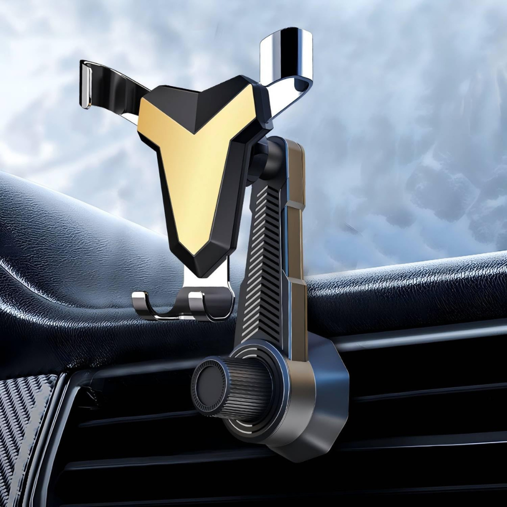 Gravity Car Mobile Holder for AC Vent – Automatic Clamp, 360° Rotating Phone Stand with Strong Metal Arms | Universal for All Smartphones