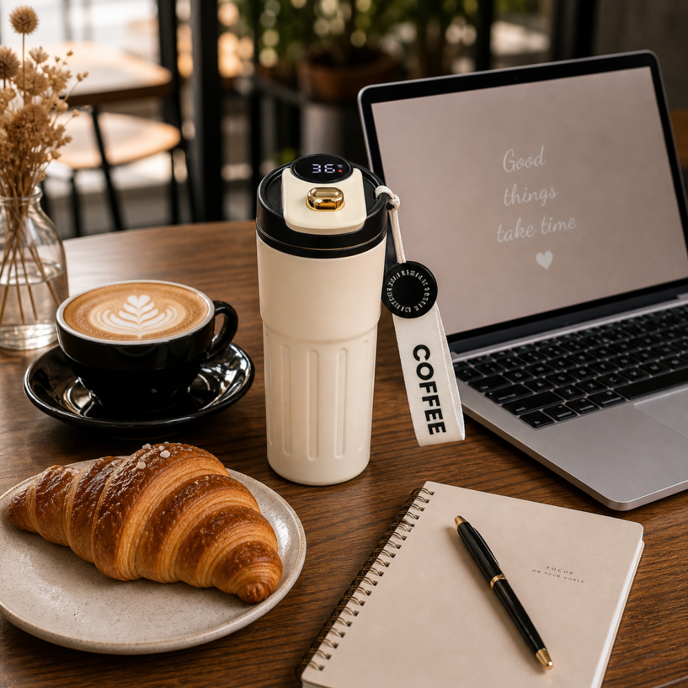Smart Temperature 460ML Aesthetic Coffee Tumbler – Hot & Cold Vacuum Mug