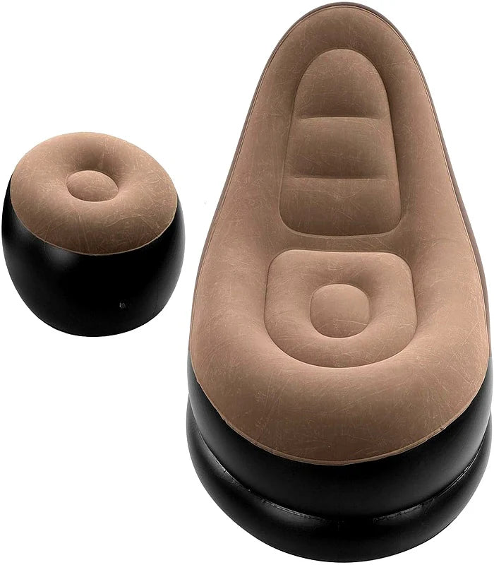 Inflatable Air Sofa Chair with Footrest & Electric Pump – Portable Lounge Sofa for Home, Camping & Outdoor Relaxation