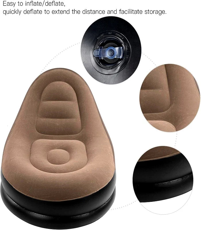 Inflatable Air Sofa Chair with Footrest & Electric Pump – Portable Lounge Sofa for Home, Camping & Outdoor Relaxation