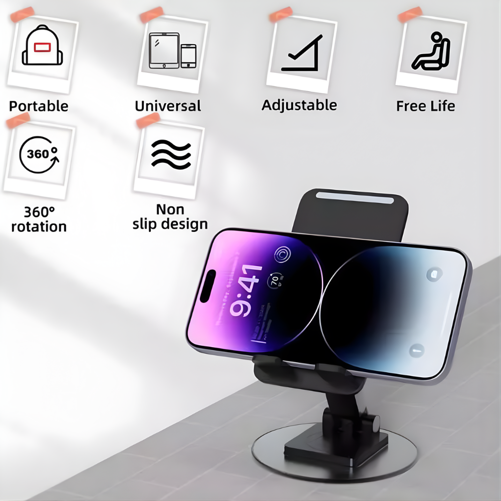 JORSOR Portable Phone & Tablet Stand for Mobile & Tablet -Adjustable Desk Holder with Anti-Slip Base for Work, Study & Entertainment - Solid Desk Stand for Office, Kitchen & Bedside Use