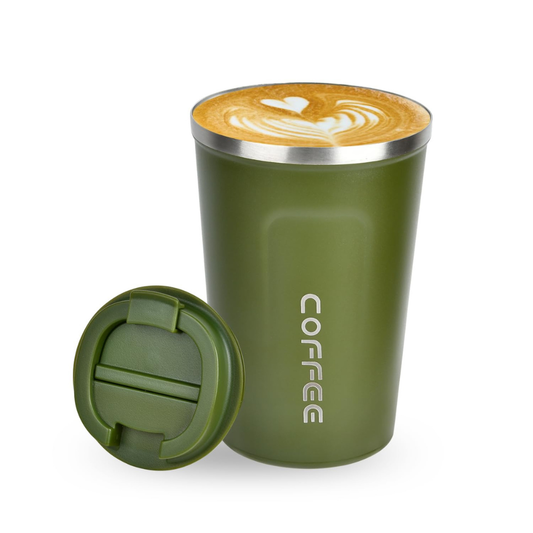 Vacuum Insulated Coffee Mug 380ml – Leak-Resistant Stainless Steel Travel Cup with Lid