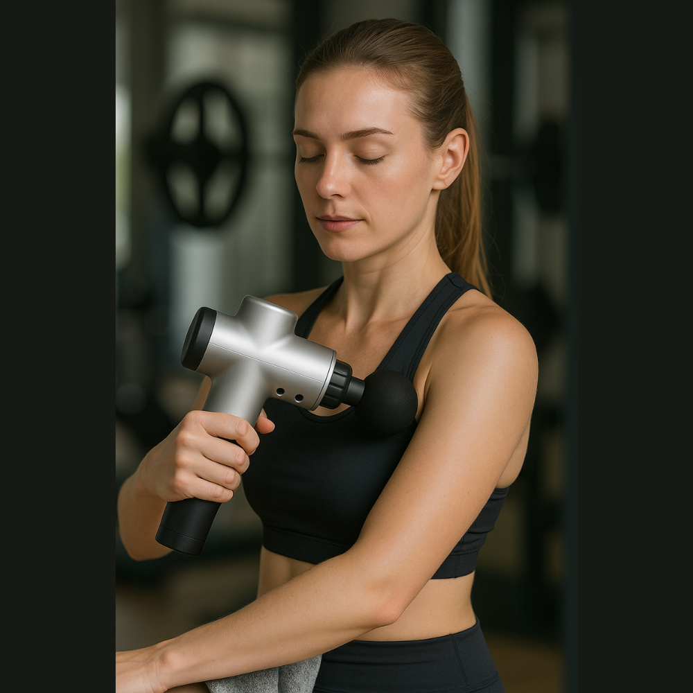 Deep Tissue Massage Gun for Muscle Recovery | 6-Speed Percussion Massager with 4 Heads, Quiet Motor & Long Battery Life