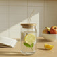 Cola Glass Tumbler 500ml with Bamboo Lid & Glass Straw – Eco-Friendly Reusable Drinking Cup