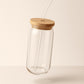 Cola Glass Tumbler 500ml with Bamboo Lid & Glass Straw – Eco-Friendly Reusable Drinking Cup