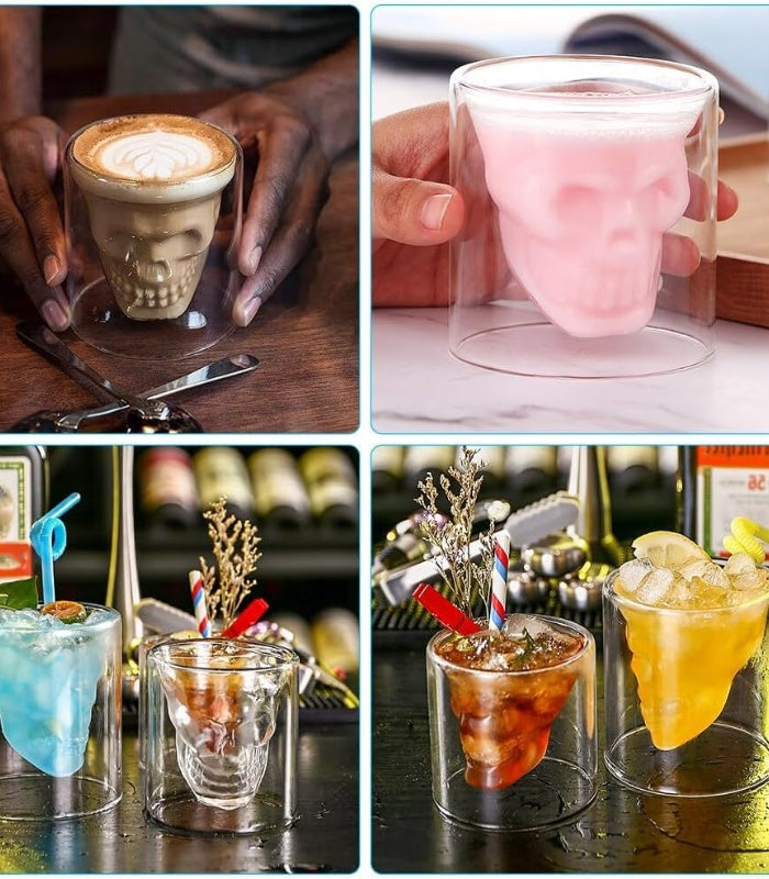 150ml Skull Glass Tumbler – Double Wall Whiskey, Cocktail Glass for Bar, Party & Gifting