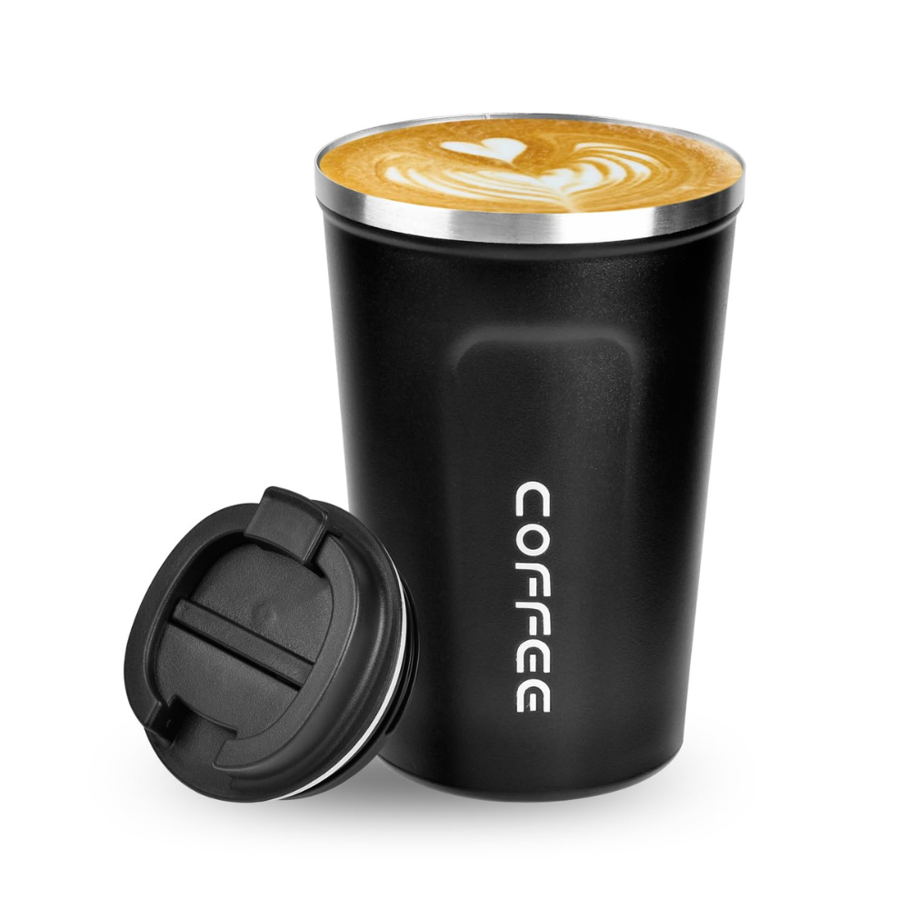 Vacuum Insulated Coffee Mug 380ml – Leak-Resistant Stainless Steel Travel Cup with Lid