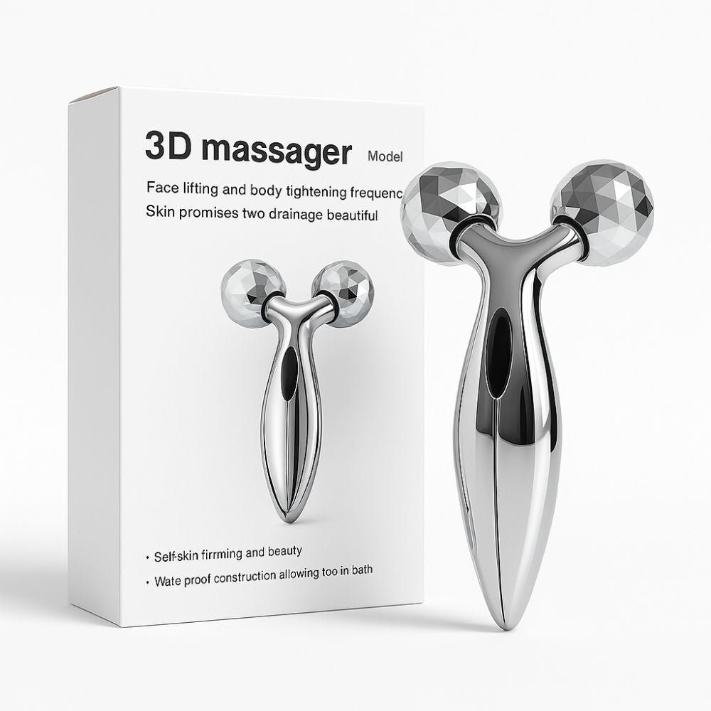 3D Face Roller Massager with Microcurrent Technology | Deep Tissue Facial Lifting Tool for Skin Tightening & Glow | Waterproof Anti-Aging Massager for Face, Neck & Body