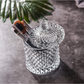 Green Apple Large Glass Candy Jar with Lid – Decorative Diamond-Cut Storage Container