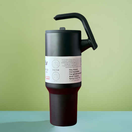 JORSOR 40oz Rotating Handle Tumbler with Straw | 180° Adjustable Handle Stainless Steel Travel Tumbler | Hot & Cold Insulated Cup | Leak-Resistant Dual Lid for Office, Gym & Car