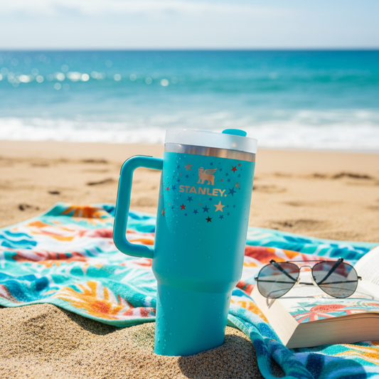 Star Printed Stanley Tumbler – 1.18L Insulated Travel Mug with Handle | Premium Stainless Steel Cup