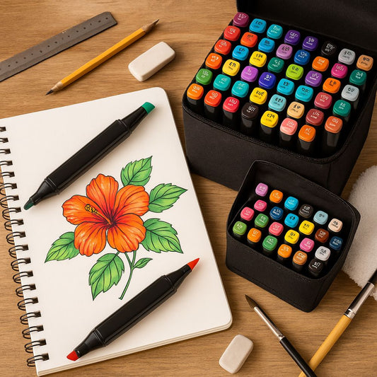 48 PCS Dual-Tip Alcohol Markers Set for Artists | Fine & Chisel Tips | Permanent Art Markers for Sketching, Drawing, and Coloring with Carry Case