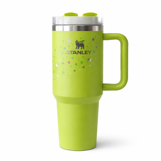 Stanley Quencher H2.0 Parrot Green Star Tumbler 1.18L –  Insulated Stainless Steel Travel Mug with Handle & Straw