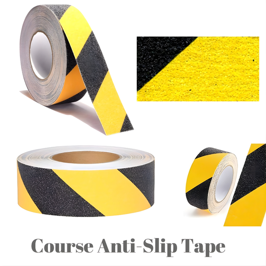 Heavy-Duty Anti-Slip Tape for Stairs & Floors – Black & Yellow Safety Grip Tape for Indoor/Outdoor Use – Strong Adhesive, Waterproof, Slip-Resistant Traction Tape for Home, Office, Factory & Warehouse- 50 MM X 5 MTR
