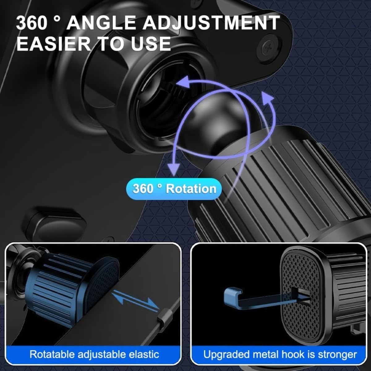 Car Air Vent Phone Holder | Gravity Auto-Lock Cradle Mount | 360° Rotation | Anti-Shake Mobile Stand for Car | One-Hand Operation | Compatible with 4.7″–7″ Smartphones
