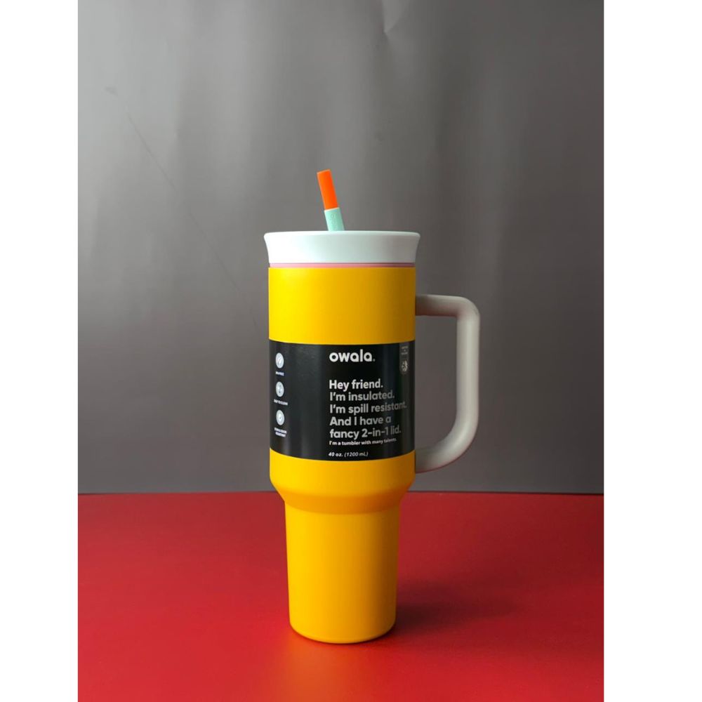 JORSOR 40oz Stainless Steel Travel Tumbler with Handle & Straw | Insulated Large Cup for Hot & Cold Drinks | Leak-Resistant Dual-Lid | Office, Gym, Car, Home Use