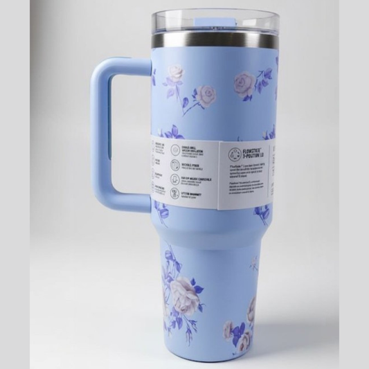 Stanley Quencher Blue Floral Love Shack Fancy Box H2.0 1.18L Insulated Tumbler with Handle & Straw –  Stainless Steel Travel Mug | Hot & Cold Vacuum Bottle
