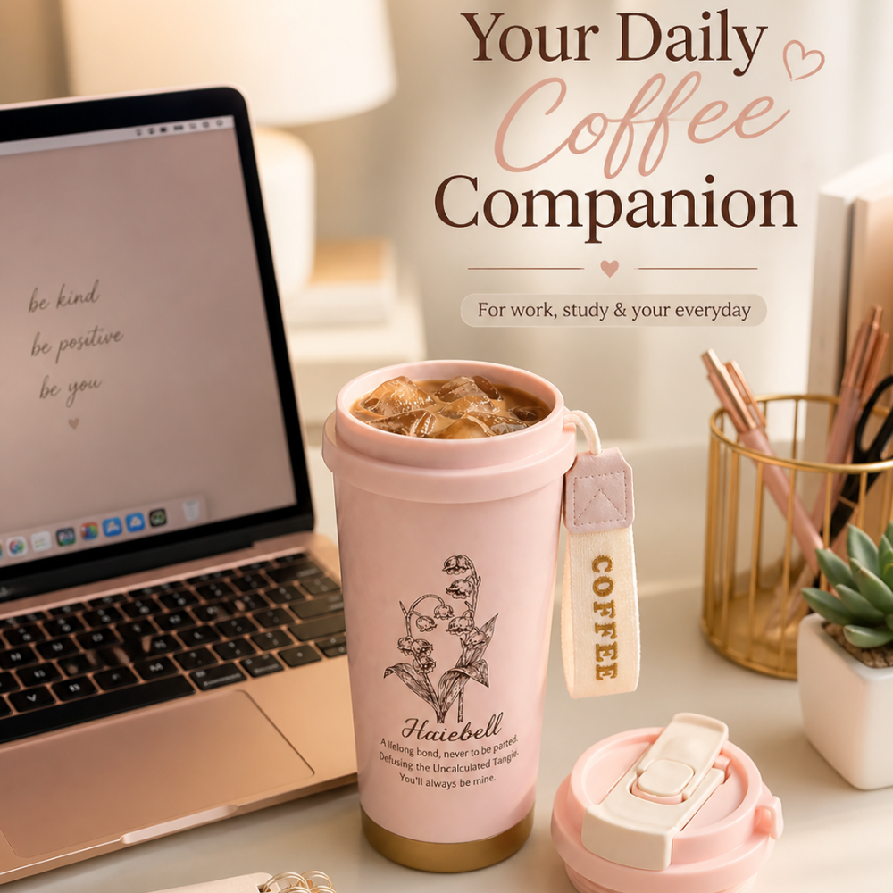 Haiebell 500ML Aesthetic Coffee Tumbler – Hot & Cold Vacuum Mug