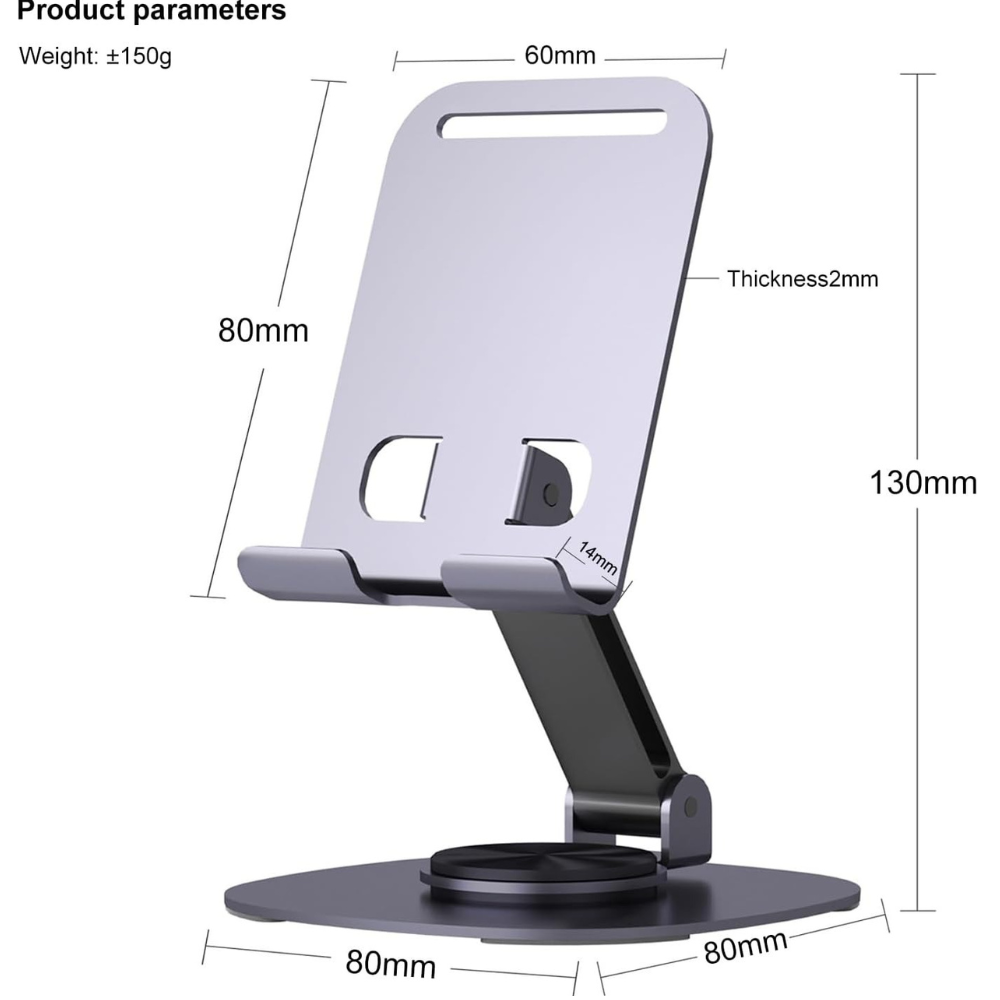Premium 360° Adjustable Metal Mobile & Tablet Stand | Foldable Desk Holder with Anti-Slip Base