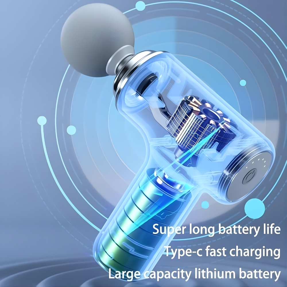 Mini Deep Tissue Massage Gun for Muscle Recovery – Portable Handheld Body Massager with 4 Heads