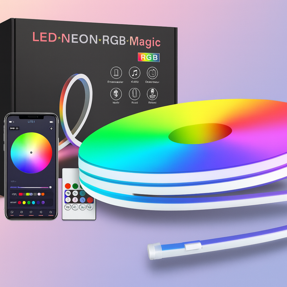 LED Neon Rope Light IC-RGB 5M – Smart App Control, 5V USB Powered, Flexible Silicone Strip, Outdoor Waterproof IP68