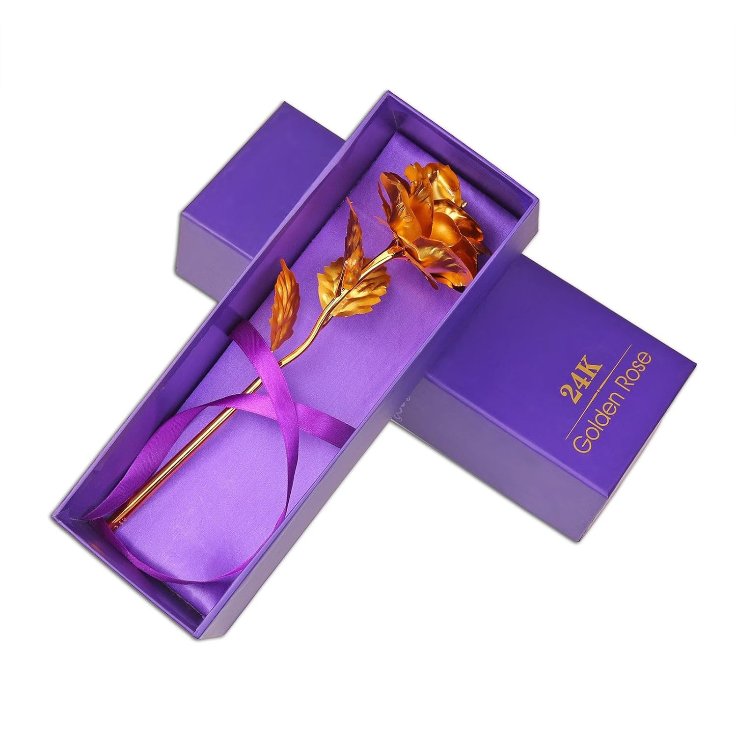 24K Golden Rose Flower with Premium Gift Box – Artificial Gold Plated Forever Rose for Valentine, Anniversary, Birthday & Romantic Home Décor