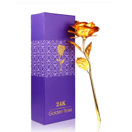 24K Golden Rose Flower with Premium Gift Box – Artificial Gold Plated Forever Rose for Valentine, Anniversary, Birthday & Romantic Home Décor