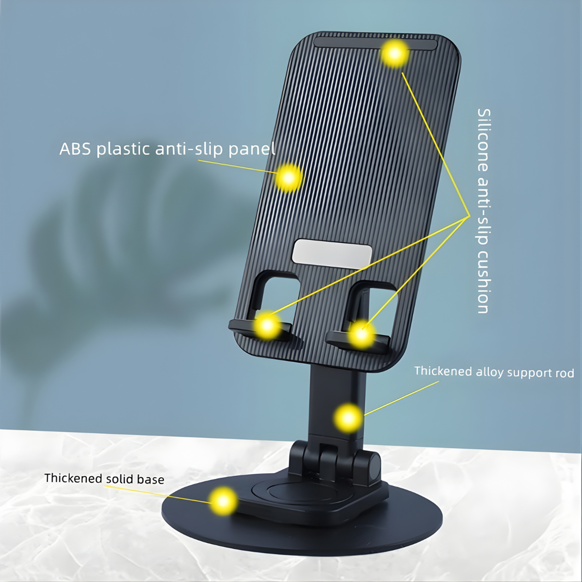 JORSOR Portable Phone & Tablet Stand for Mobile & Tablet -Adjustable Desk Holder with Anti-Slip Base for Work, Study & Entertainment - Solid Desk Stand for Office, Kitchen & Bedside Use