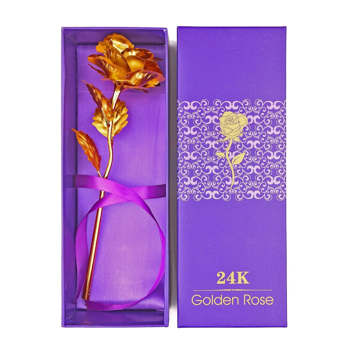 24K Golden Rose Flower with Premium Gift Box – Artificial Gold Plated Forever Rose for Valentine, Anniversary, Birthday & Romantic Home Décor