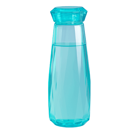 Diamond Glass Bottle – Elegant Faceted Design Water & Beverage Bottle
