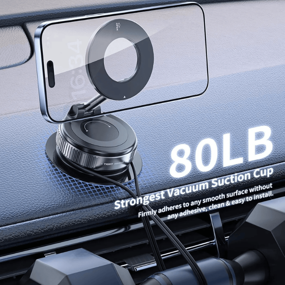 Premium Magnetic Vacuum Phone Holder for Car and Desk – 360° Rotation & Strong Grip